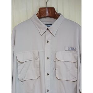 Bimini Bay Shirt Mens 3XL Beige Vented Fishing Button‎ Front Pockets Polyester